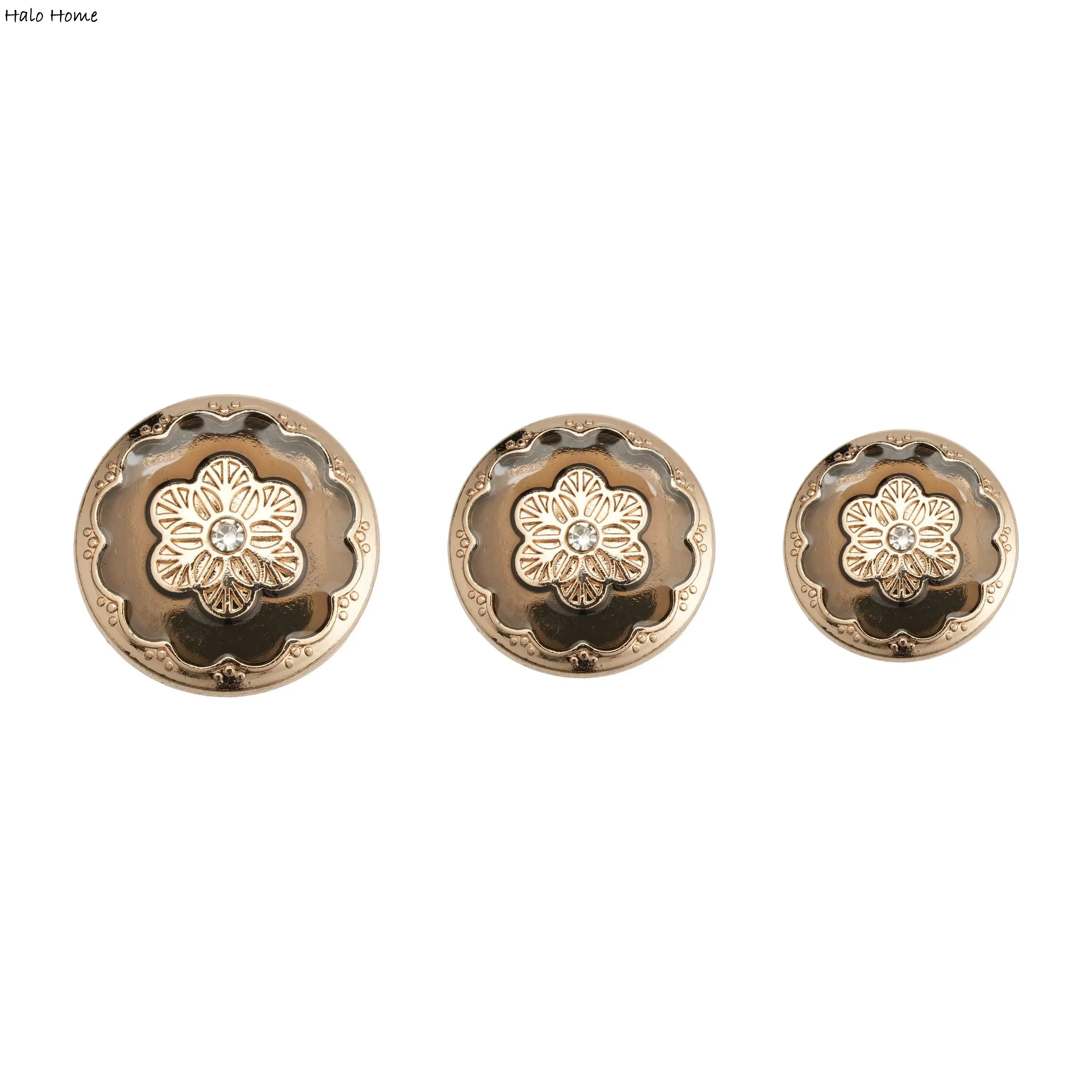 5pcs Vintage embedded Flower Crystal Affordable Luxury Metal Button Women Shirt for elegant Sewing, DIY, Craft Decoration