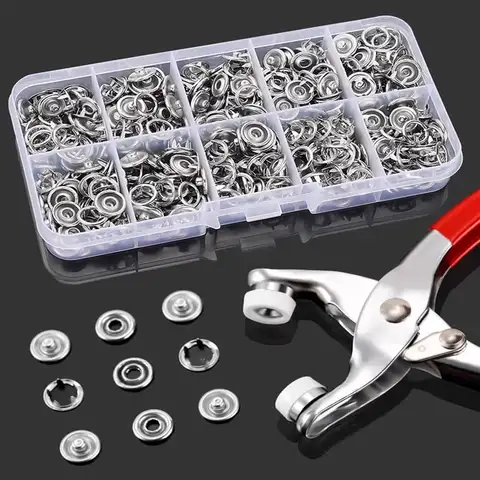 AIMUNOK 100 Sets Metal Snaps Buttons with Fastener Pliers Press Tool Kit Snaps for Sewing Perfect for DIY Crafts Clothes Sewing