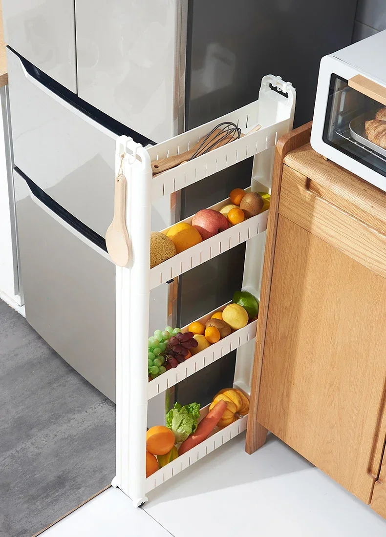 

Kitchen Shelf Ultra-narrow Gap Storage Cabinets Multi-layer Plastic Side Cabinet Mobile Rack Toilet Shelves Organizer