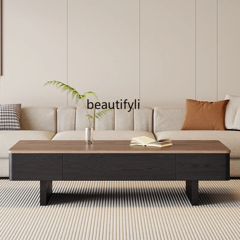 

zxMedieval walnut simple modern rectangular coffee table living room household small apartment high-end solid wood coffee table