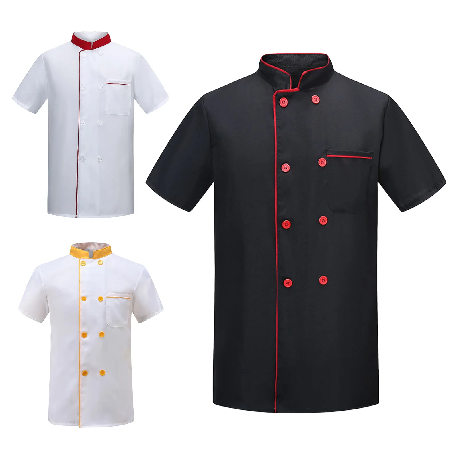 Tuta da cuoco traspirante uniforme da cuoco resistente alle macchie per cucina ristorante manica corta supporto Unisex per cuochi per il Comfort