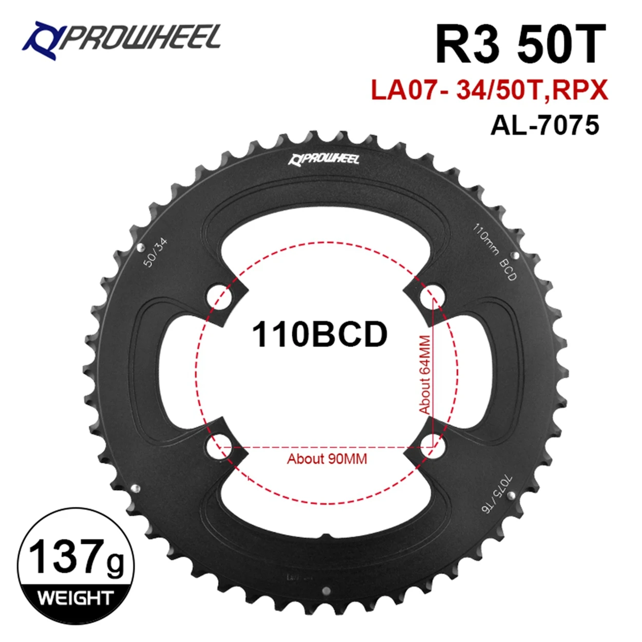 Prowheel Road Bike Chainring 50T 34T Bicycle Sprocket 110 BCD 7 8 9 10 11 Speed Crown Bicycle Stars 110BCD Cycling Accessories