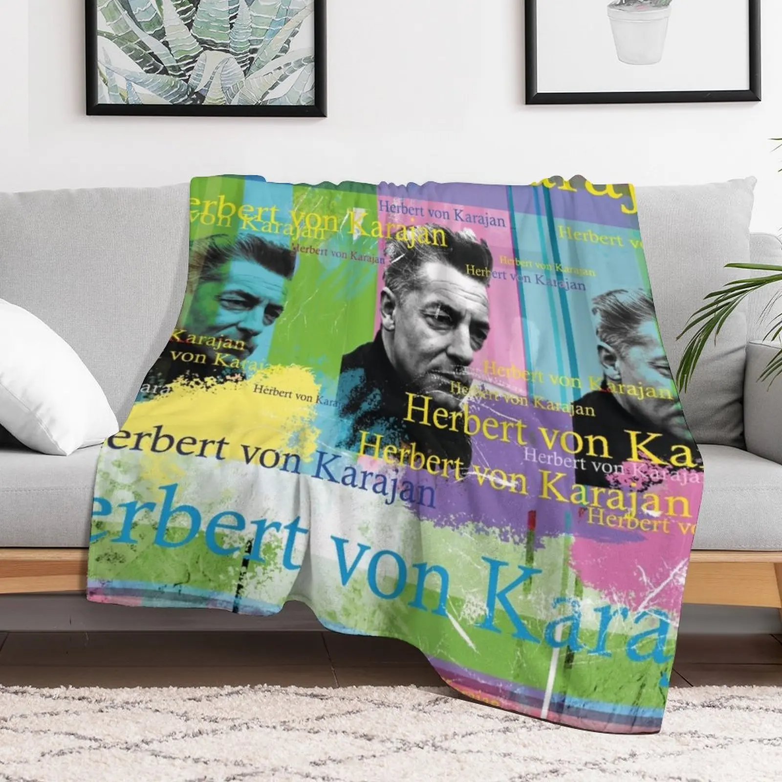 Herbert von Karajan Portrait Throw Blanket Quilt For Decorative Sofa Blankets