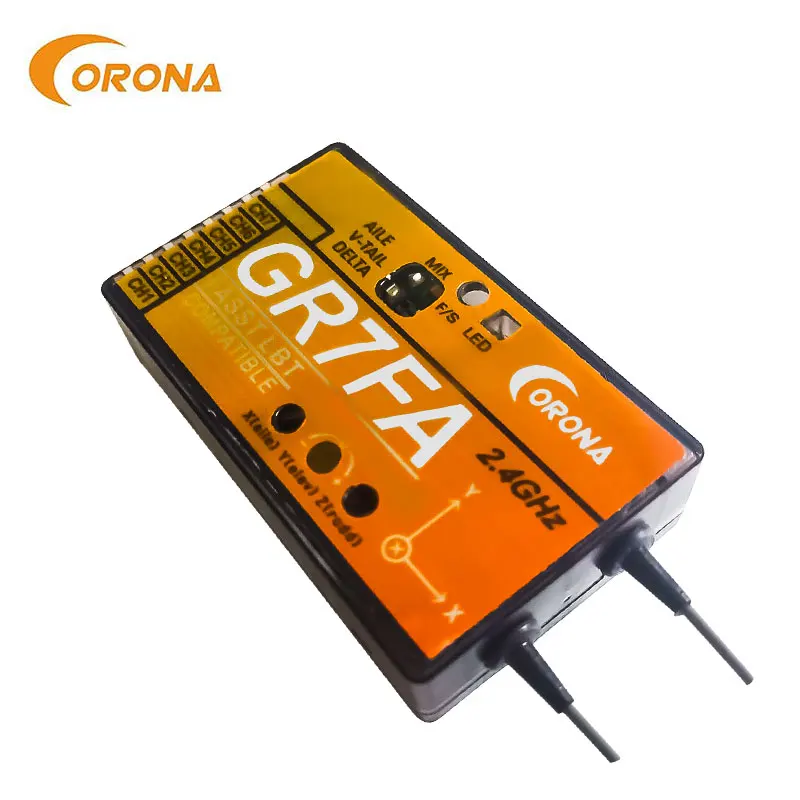 Corona GR7SF S-FHSS / GR7FA FASST 7CH S.BUS Receiver with 3 Gyro Compatible Futaba Transmitter for RC Airplane Drones