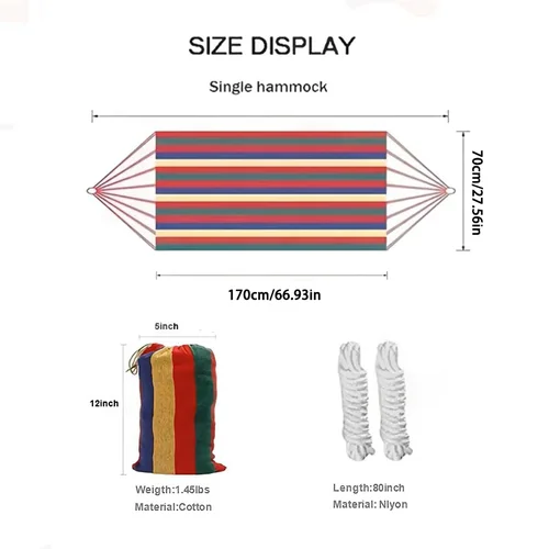 Imagen 2 del producto Hamaca individual de lona gruesa y ancha para acampar al aire libre, columpio de ocio, cama colgante portátil, hamaca columpio para dormir