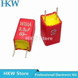 2/20pcs Original WIMA 3.3UF63V RED MKS2 Pitch 5MM Film Capacitor 63V 335 3.3UF 63V 3U3 335J 10% MKS2  Audio Capacitor