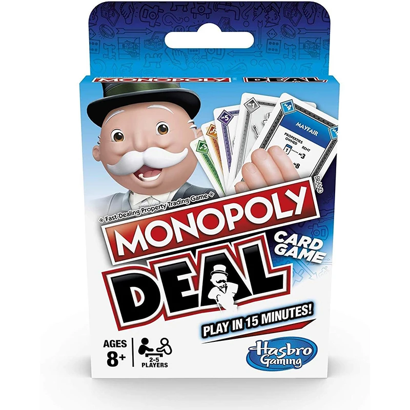 Monopoly Deal Juego de cartas de juego rápido para familias, niños de 8 años en adelante y 2-5 jugadores Juego de mesa