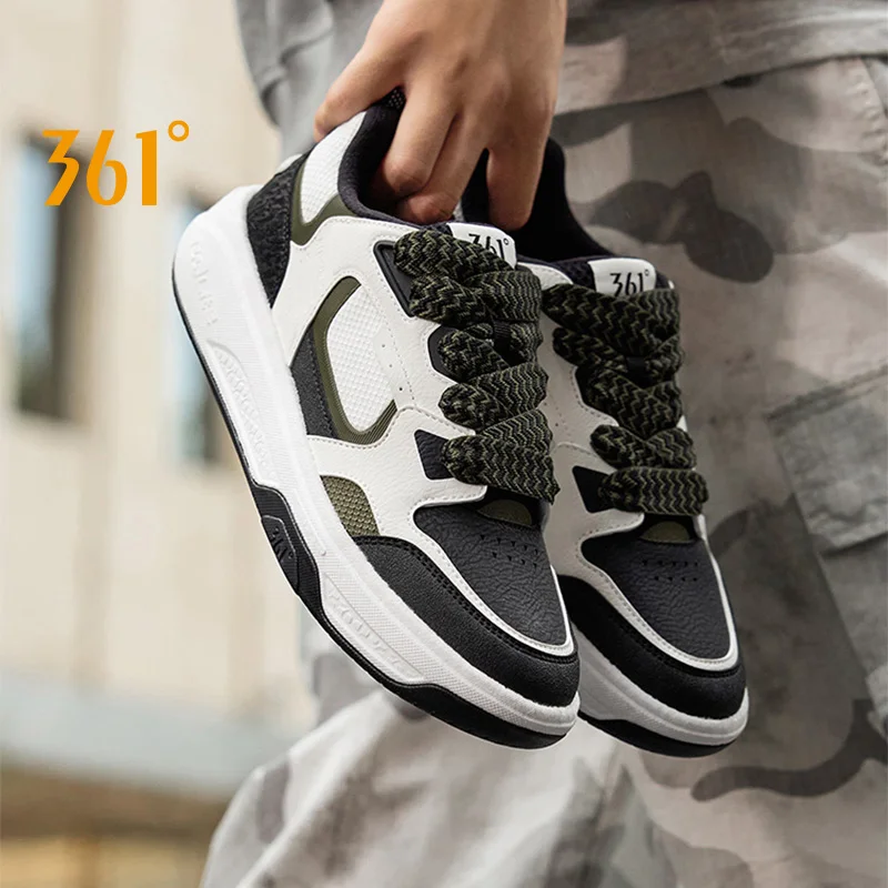 

361 Degrees Men Board Shoes New Synthetic Comfortable Chunky Anti-slip Leather Upper Durable Commuter Sneakers Male 672616614