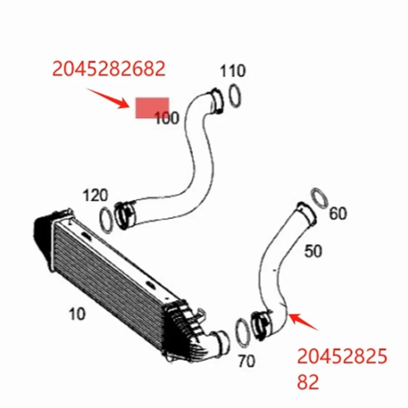 2045282682 2045282582 Car Accessories Charge Air Hose 2045282682 2045282582 For Mercedes Benz C180 200 250 E200 250