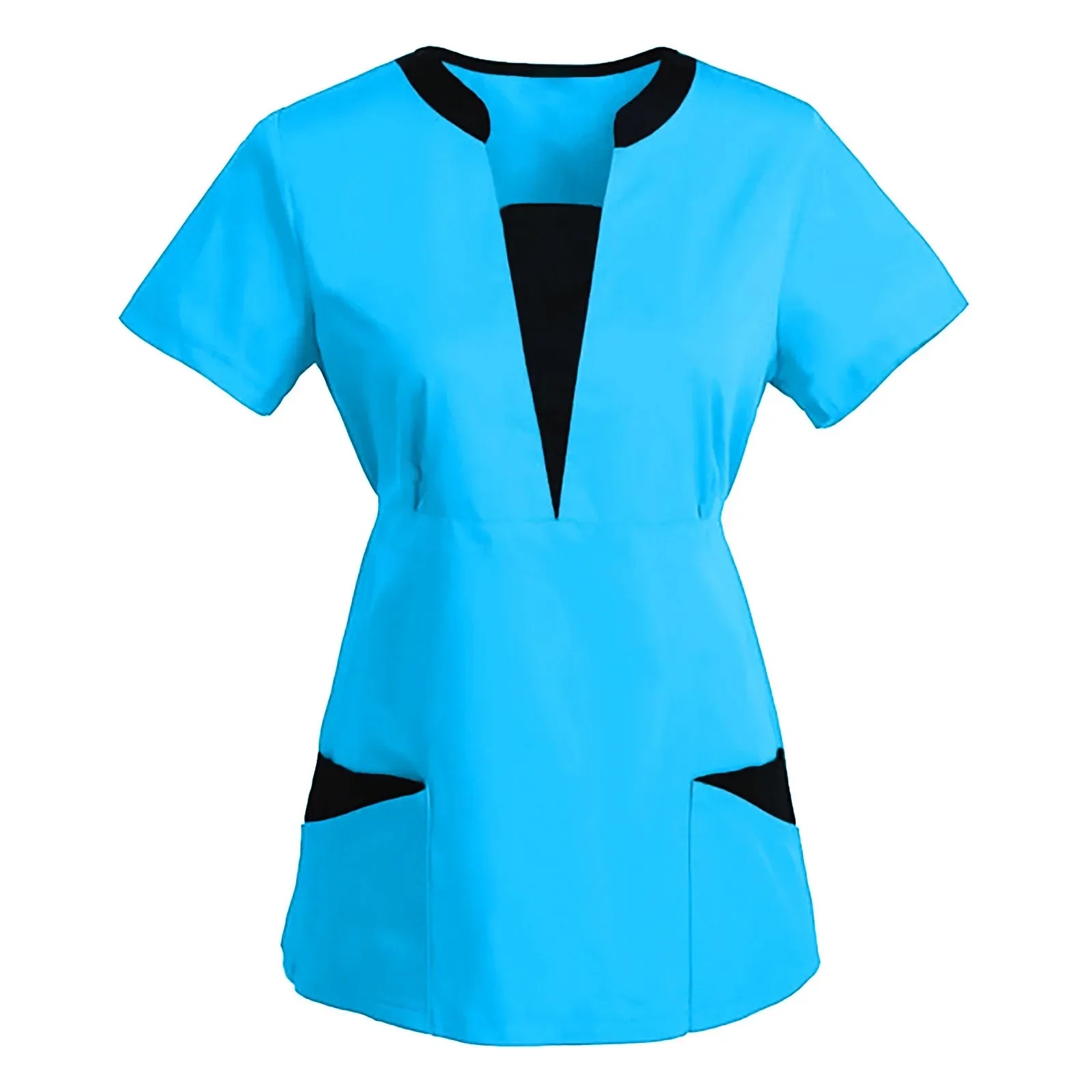 Quality Elastic High Operating Room Spa Women Medical Uniform Top Short Sleeve Nurse Doctor Tops Jogger Pants Scrubs Top