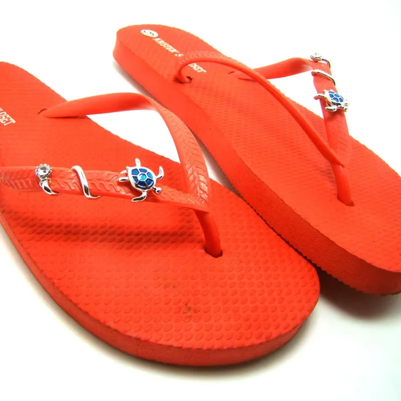 Twist Shoe Charms Metal Spiral Flip Flop Decorations Crystals Sea Turtle Seahorse Anchor Starfish Ornaments Summer Beach Slipper