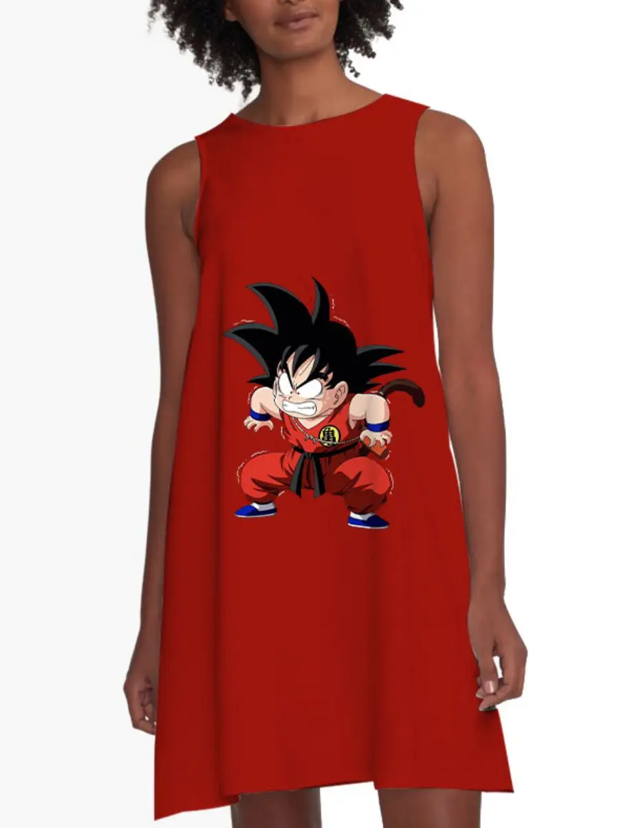 Anime Short Dresses for Women 2023 Beach Dress Goku Sexy Top Y2k Loose Sleeveless Cool Women's Summer Party Birthday Mini Dress