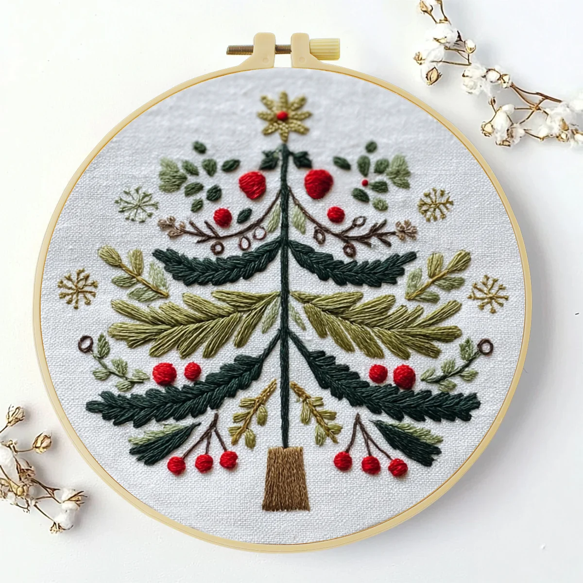 1 Stück 20X20CM/15X15CM 7,87/6,3 Zoll Stickerei-Starter-Kit DIY-Set Heimdekoration, Obstbäume, Weihnachtsbäume, Stickerei-Set – Detail 6