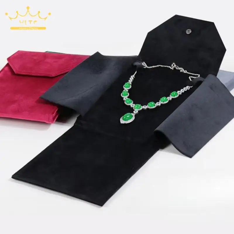 High Quality Velvet Bags for Business Travel Jewelry Exhibitors Necklace Display Bag Square Necklace Storage Pouch 20.5*15.5Cm