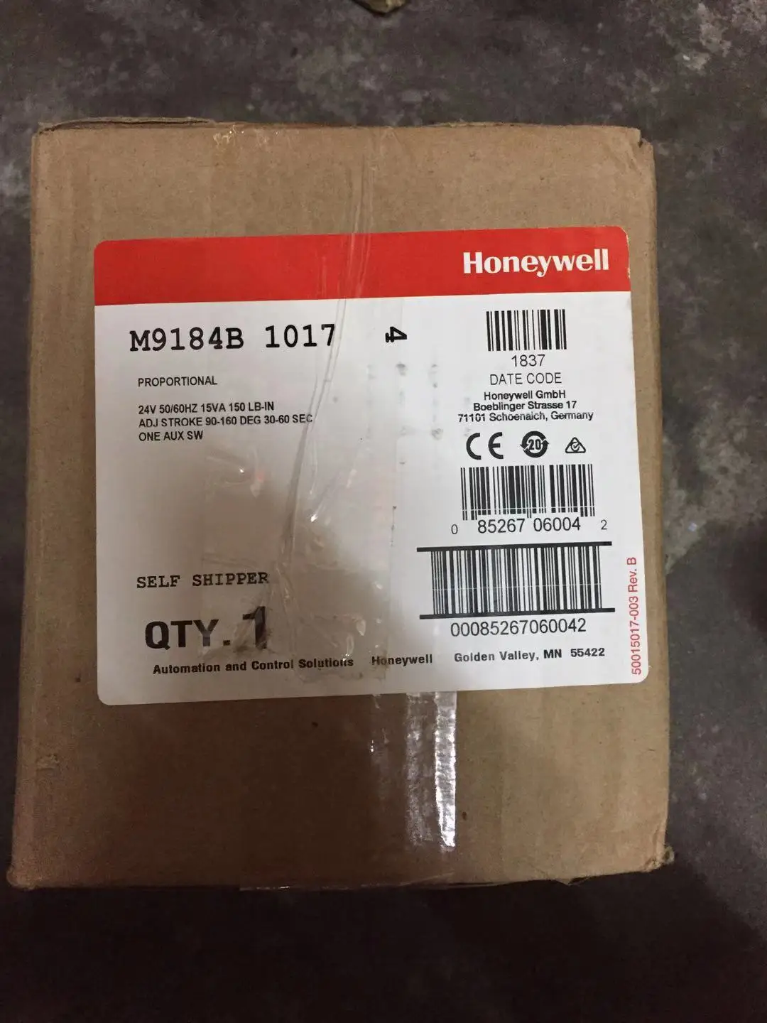 

2025 US Honeywell Honeywell, proportional motor throttle actuator M9184B1025 2 in stock