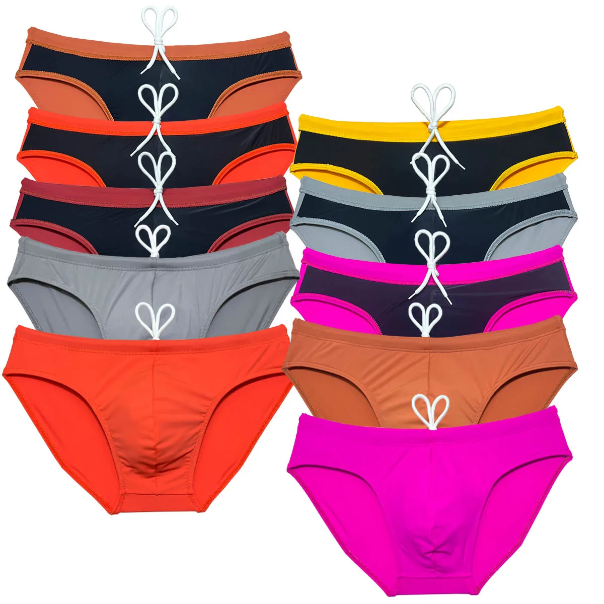 

‍️ ️Men's Swim Briefs Quick-dry Swimwear Drawstring Lifeguard Swim Brief Underwear Pouch Tangas Beachwear Size M L XL