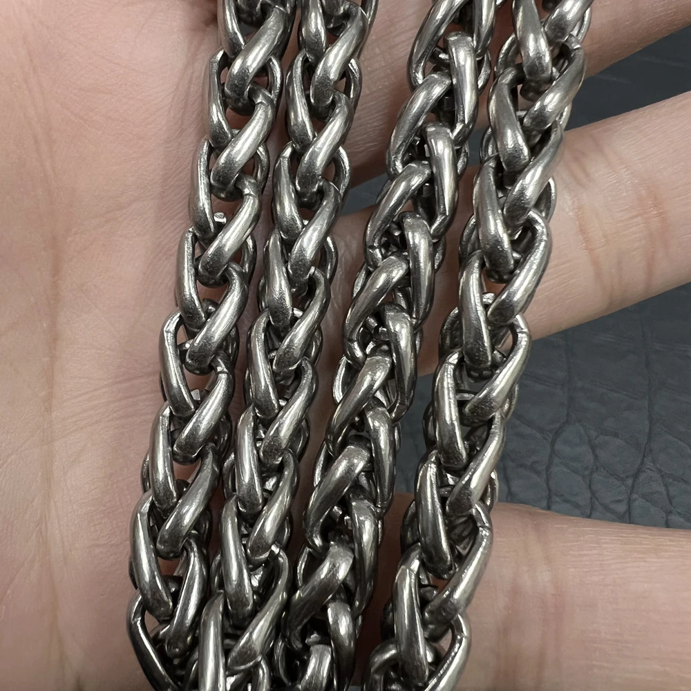 NEW 7mm TA1 Solid Pure Titanium Twist Keel Link Chain Necklace Hypoallergenic NO Rust Skin Friendly Dragon Chain for Him Gifts