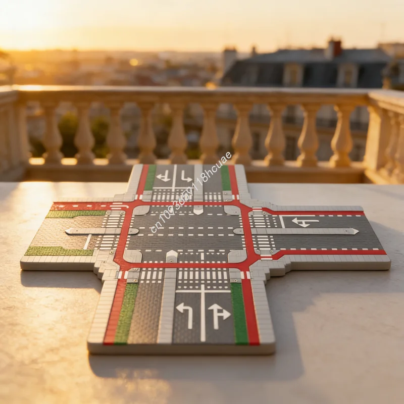 

Набор строительных блоков MOC «Четырехсторонний перекресток с велосипедными дорожками», 3879 деталей, модель городской архитектуры, рождественский подарок, игрушка для самостоятельной сборки, креативная идея