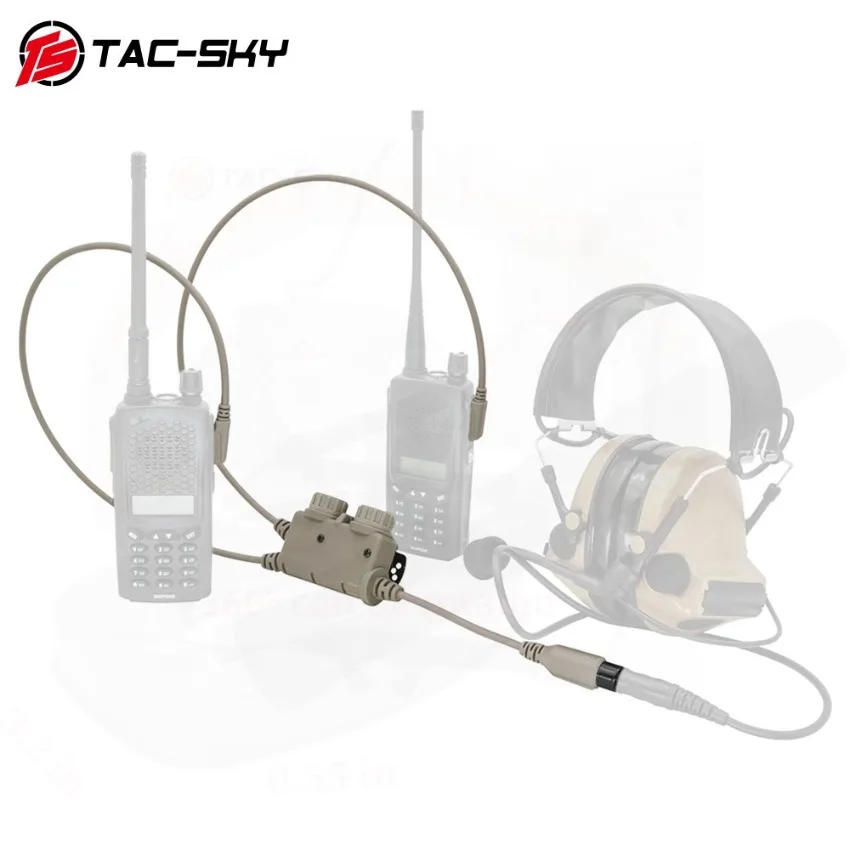 

Dual Channel RAC Ken U94 PTT Adapter for 7.0 Jack Tactical Headphones Hunting Tactical Headphones
