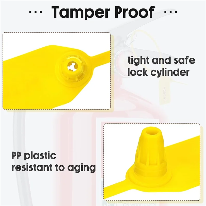 Plastic Fire Extintor Tamper Seals, Tags de Segurança, numeradas Zip Laços, Amarelo, 1000 pcs