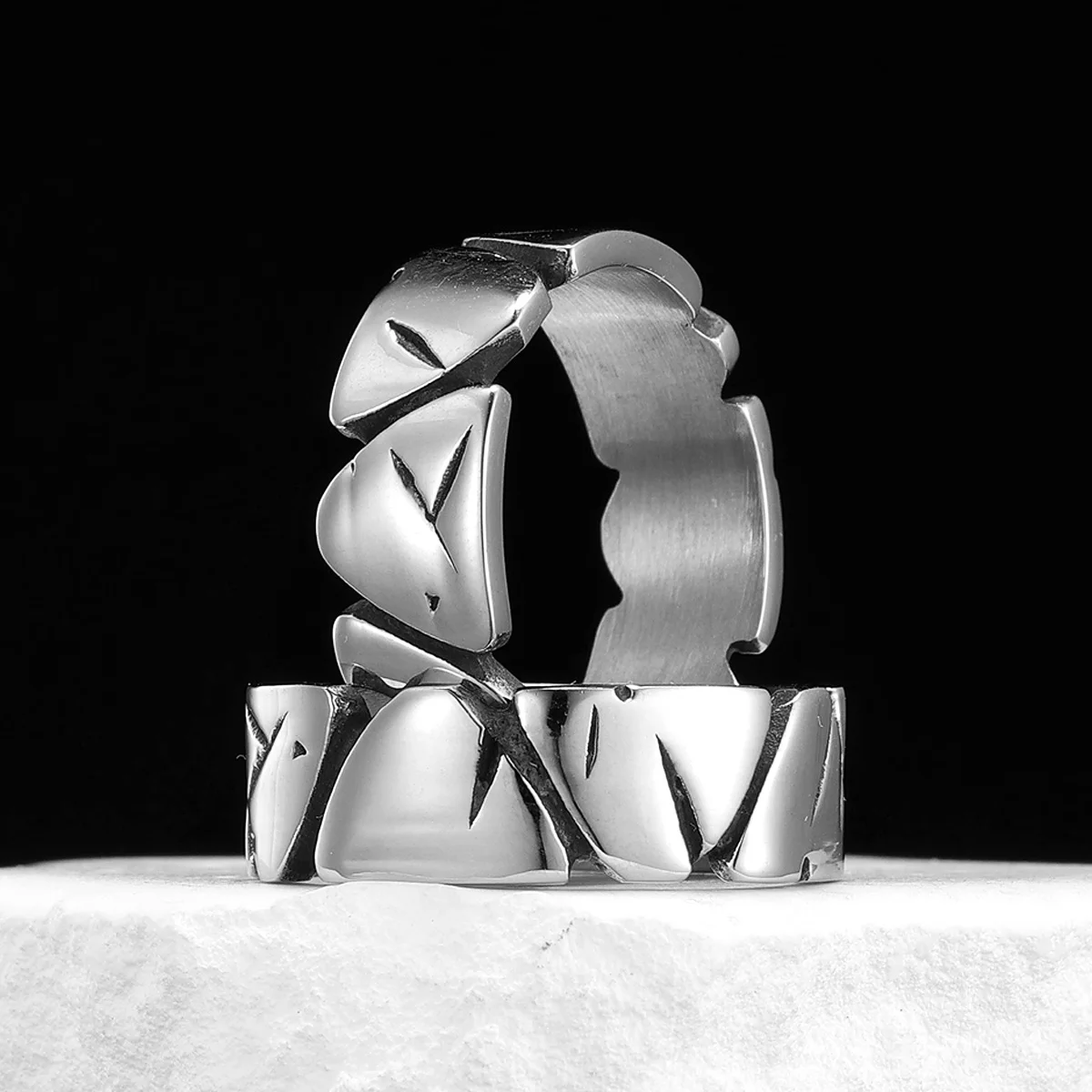 Meteorite Iceberg Stainless Steel Men Rings Punk New In For Male Women Fashion Jewelry Creativity Gift Wholesale Dropshiping