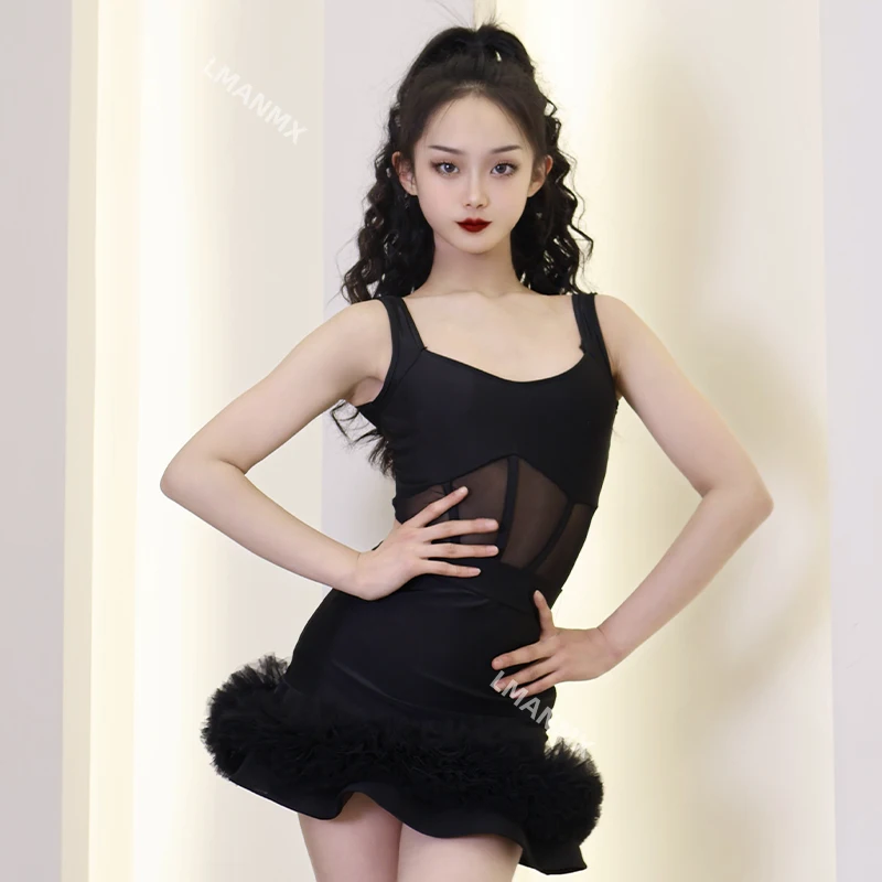 

2025 New Autumn/Winter Latin Dance Dress for Girls' Daily Practice Clothes