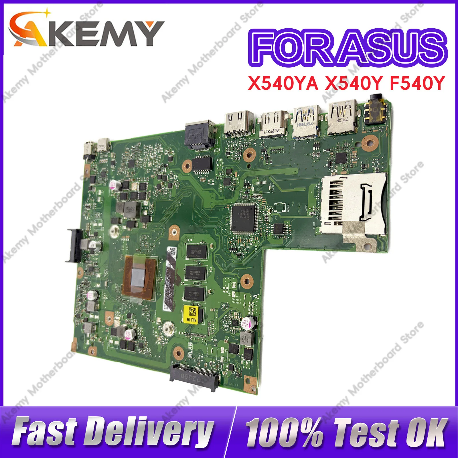 

X540Y X540YA Laptop Motherboard For ASUS VivoBook R540Y A540Y X540YA F540Y D540Y Notebook Mainboard With A6 A8 CPU 100% tests OK