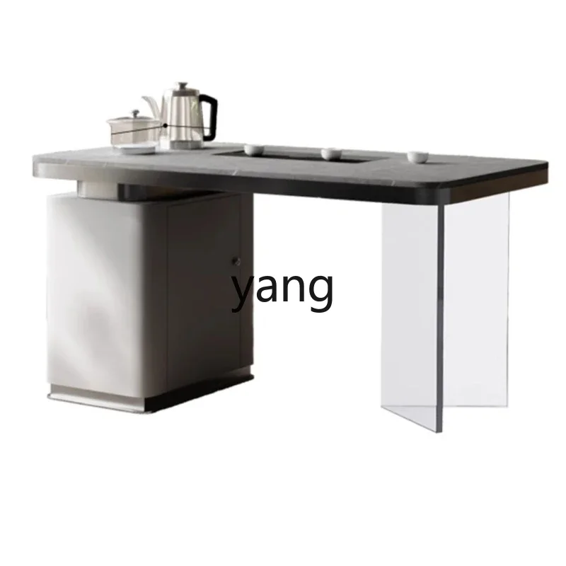 

Lh light luxury rock slab tea table modern simple living room household kung fu small tea table and chair combination