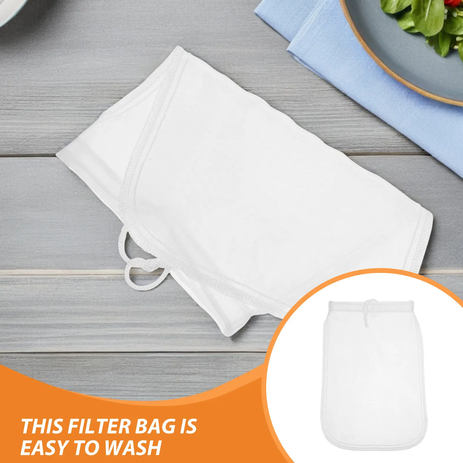 3Pcs Reusable Nut Milk Bags Nylon Mesh 80 Micron Fine Filter Drawstring for Soy Milk Juice Greek Yogurt Cold Coffee