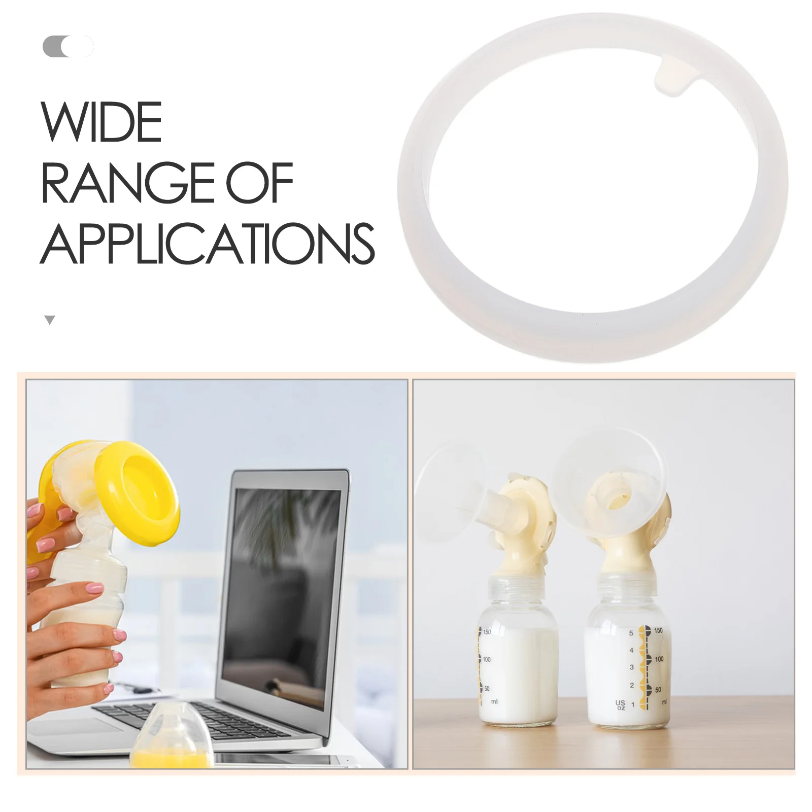 مضخة الثدي الكهربائية استبدال طوقا سيليكون حلقة الختم لمضخة مانعة للتسرب دائم قابلة لإعادة الاستخدام ملحق تغذية الطفل #5