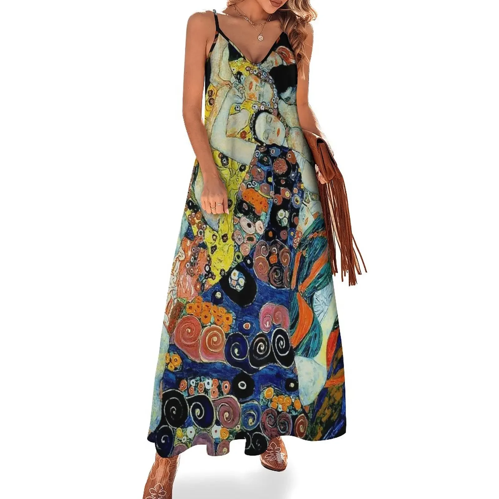 

MAIDENS : Vintage Gustav Klimt Oil Painting Print Sleeveless Dress dresses women summer 2024 dresses for woman Dresses