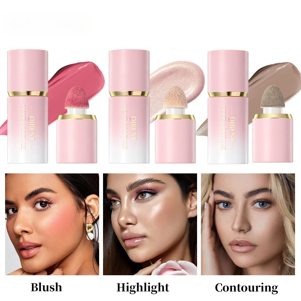 

Liquid Blush Jelly Color Liquids Blushes with Sponge Head Matte Nude Makeup Blusher Cream Lightweight Self-Contained Brush
