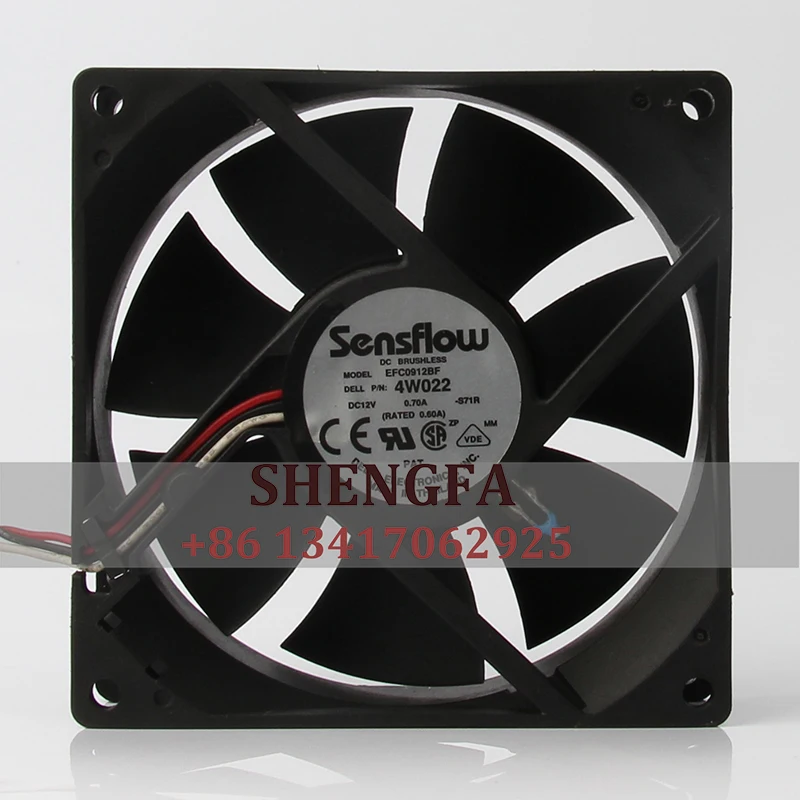 DELTA EFC0912BF 케이스 냉각 선풍기, 90x90x32mm, 12V, 0.70A, 9cm 9032, 4 와이어 온도 제어 섀시 냉각 장치 선풍기