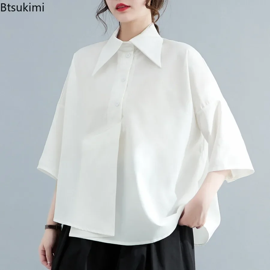 

2026 Women's Lazy Style Loose Casual Shirts Fashion Irregular Hem Design Chic Blouse Personallized Costume Women Streetwear Tops
