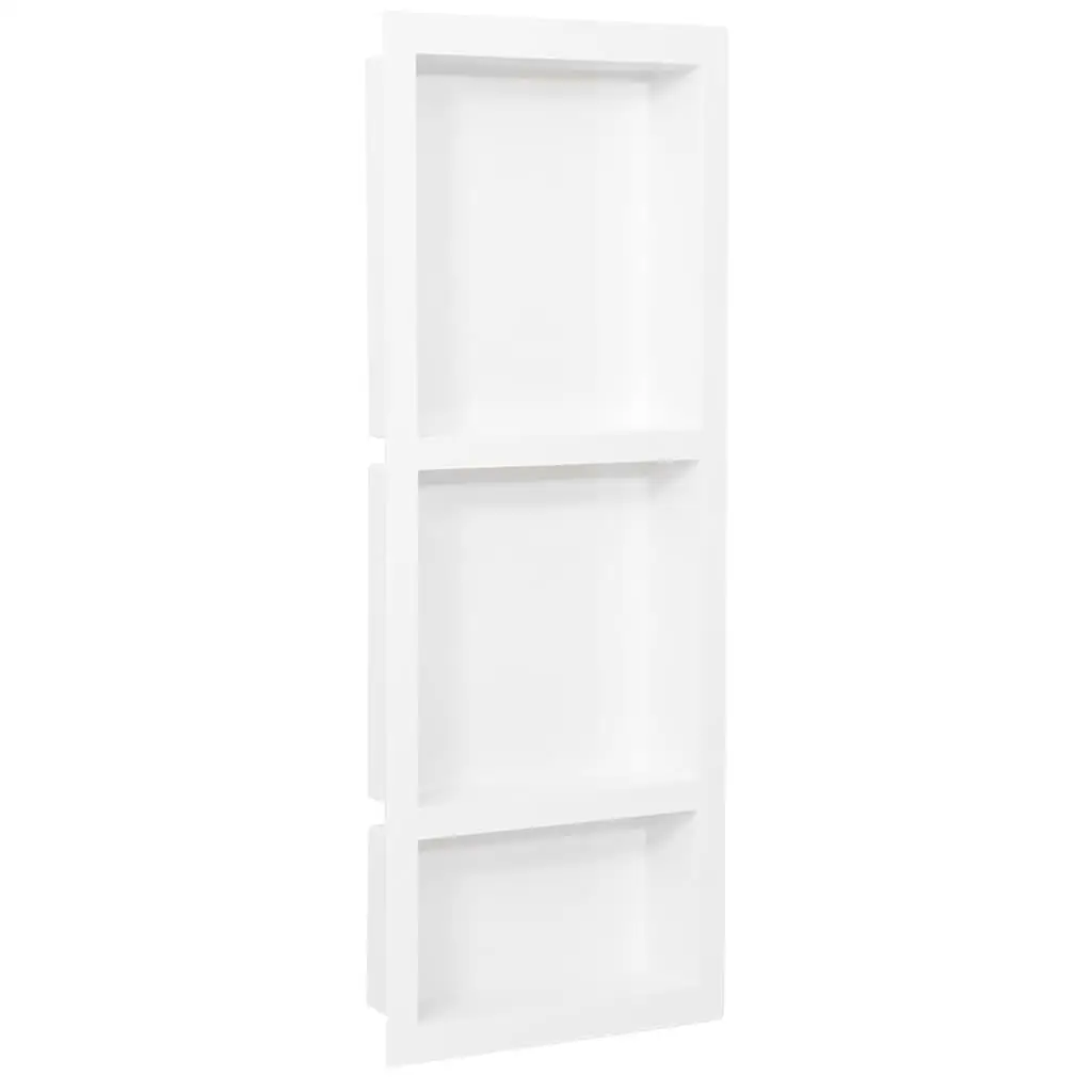 Niche de douche à 3 compartiments, blanc mat, solution de rangement murale, 16.1x39x3.5