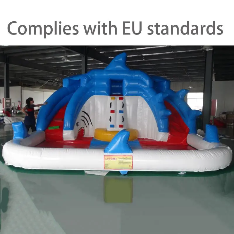 

Commercial Grade Shark Water Slide With Pool Summer Entertainment Water Play Inflatable House Jumping Slide with Blower