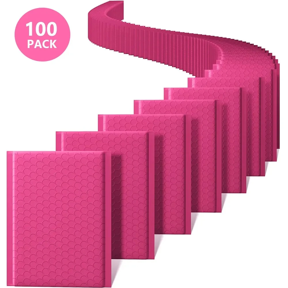 New 100pcs Pink Bubble Mailer Bubble Padded Mailing Envelopes Mailer Poly for Packaging Self Seal Shipping Bag Bubble Padding