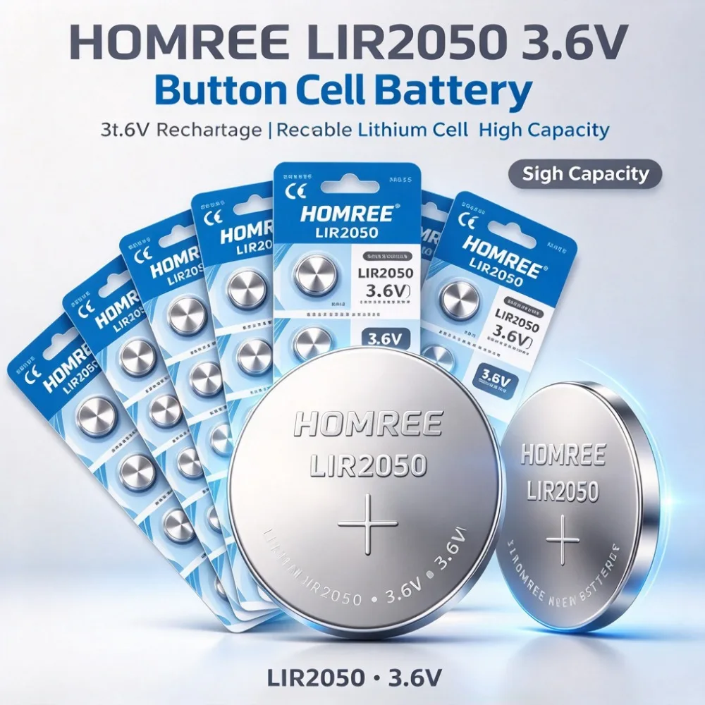 LIR2050 3.6V Lithium Ion Rechargeable Coin Battery 5-50PCS High Cycle Low Self Discharge Button Cell Replacement