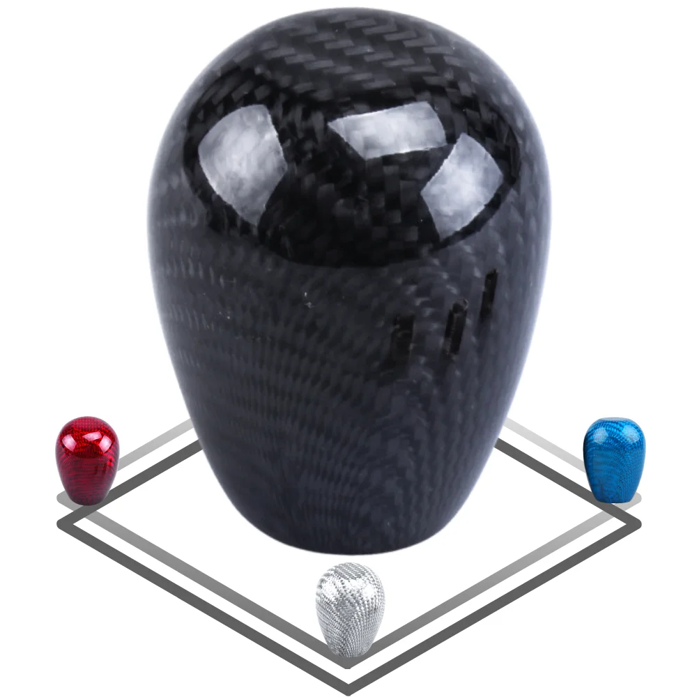 Gear Shift Knob Carbon Fiber Stick AT MT Universal Ball Shifter Lever Head Screw-in Car Parts with 3 Types of Adapters