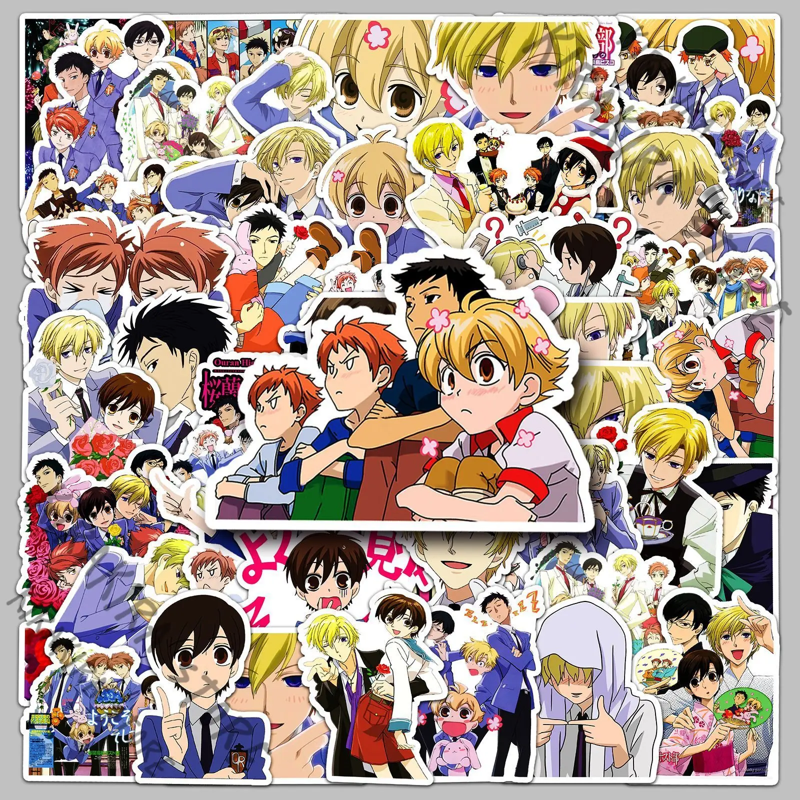 

50pcs Ouran High School Host Club Cosplay Cartoon Sticker Kawaii Decals Anime Suou Tamaki Water Cup Stickers Decorate