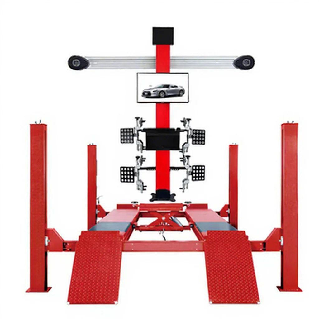 Four Post Car Lift & 3D Four Wheel Alignment Machine Combo