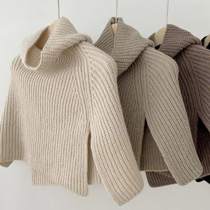 

Зимний женский шарф в корейском стиле с запахом на плечах, вязаная шерстяная водолазка с разрезом, шали с искусственным воротником, многофункциональный вязаный шарф
