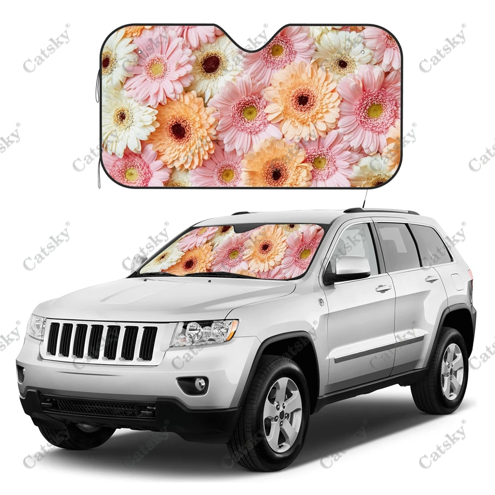 Colorful Daisy Custom Car Accessories Windshield Sunshade Foldable Sunvisor Protect UV Sunshades Visor Shield for SUV Decoration