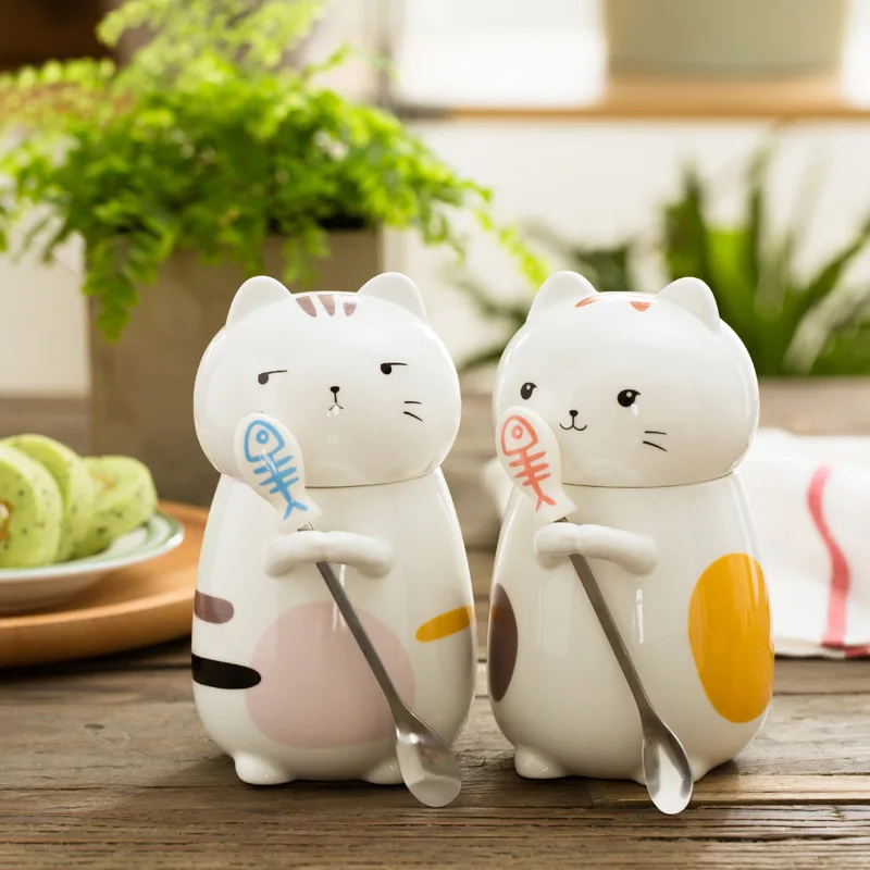 

Creative 3D Cartoon Kitten Mug with Lid, Cute Morning Porcelain Cup, Unique Milk Coffee Tea Drinking Mug Set Birthday Gift