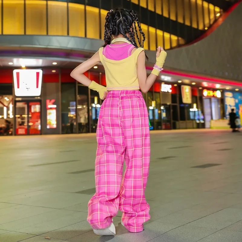 أطفال Kpop الهيب هوب الملابس ستار نمط سترة الوردي منقوشة السراويل الشارع الشهير للفتيات ملابس رقص الجاز الملابس #6