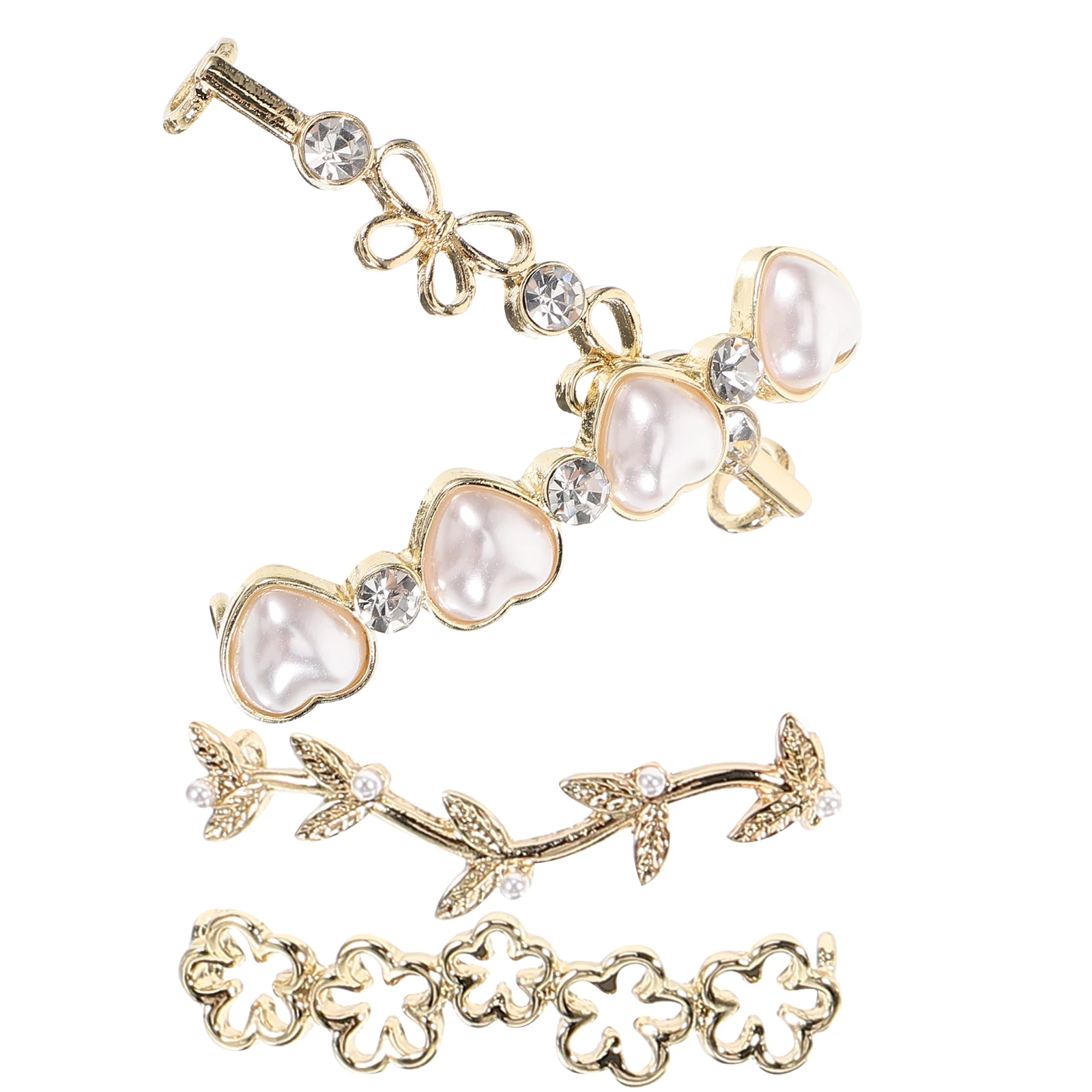 

4 pcs Shoe Buckles Accessories Rhinestone Pearl Decorative Clips for Sandals Boots Sneakers Wedding Party Charms Boot Shoe
