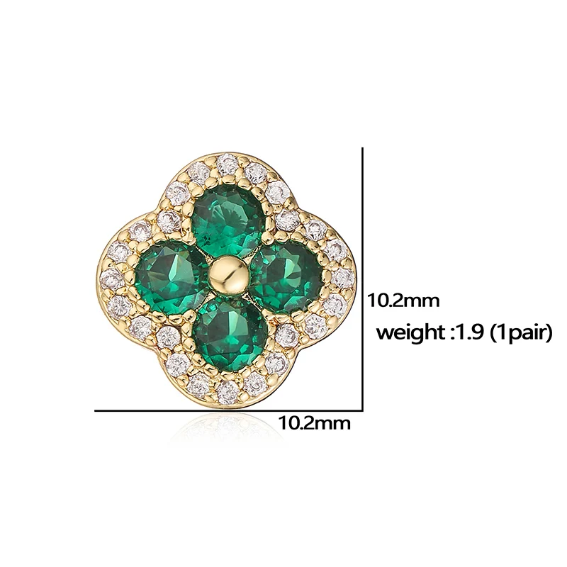 HECHENG,18K Golden-plated Inlaid CZ Stone Flower Shape Sweet Romantic Metal Ladies Jewellery Earrings Gift 1 Pair
