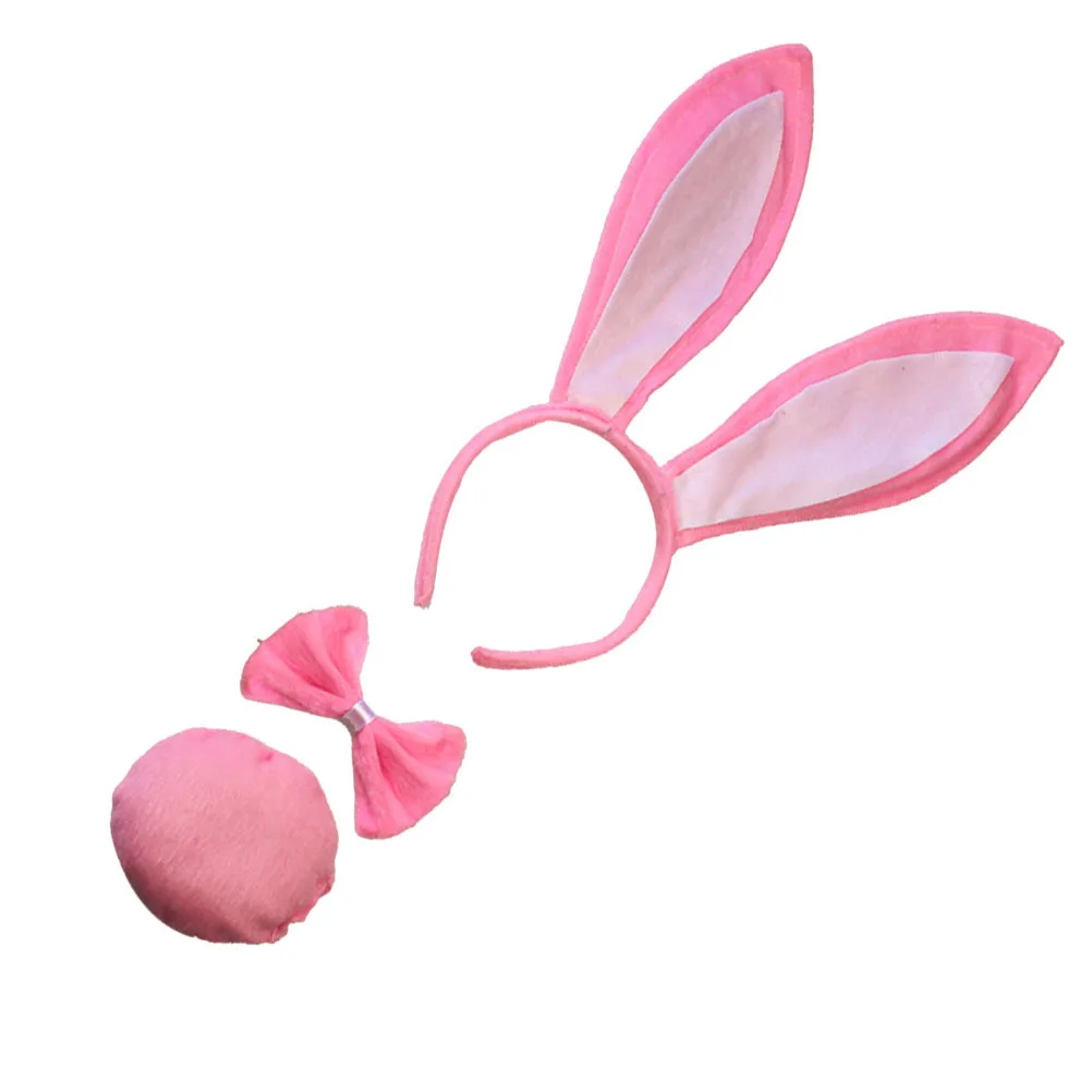 3개입 토끼 꼬리 세트와 귀 머리띠, 부활절 축하 의상, 댄스, 가면극, 재미를 위한 세련된 토끼 테마 파티 용품