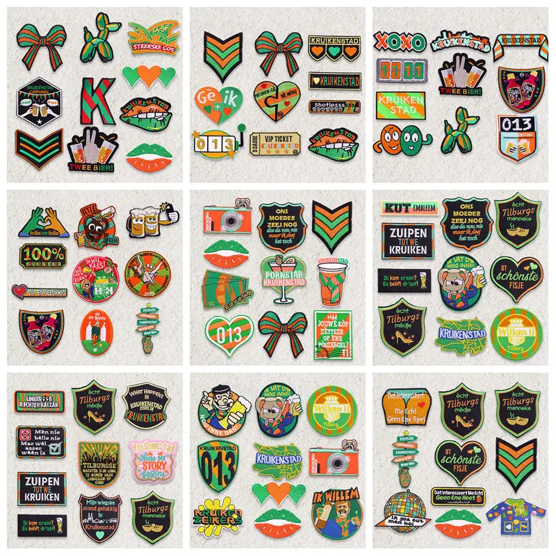 

10PCS/Set Netherland Carnival Patch Kruikenstad Emblem Embroidered Patches For Clothing Iron on Patches On Clothes Jacket DIY Se