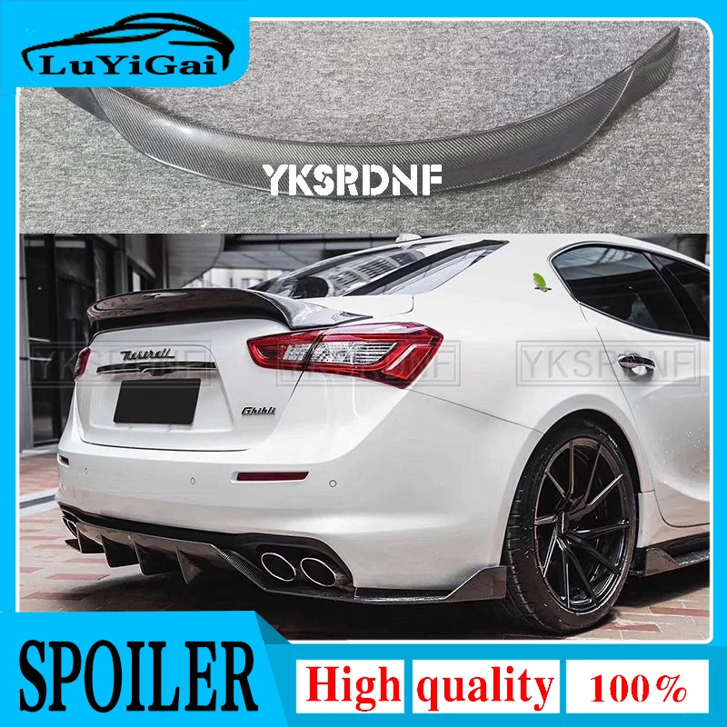 YKSRDNF For Maserati Ghibli Carbon Fiber Spoiler M157 Trunk Lid 4-door Sedan 2014 - 2021 Ghibli M157 Rear Trunk Spoiler Wings 